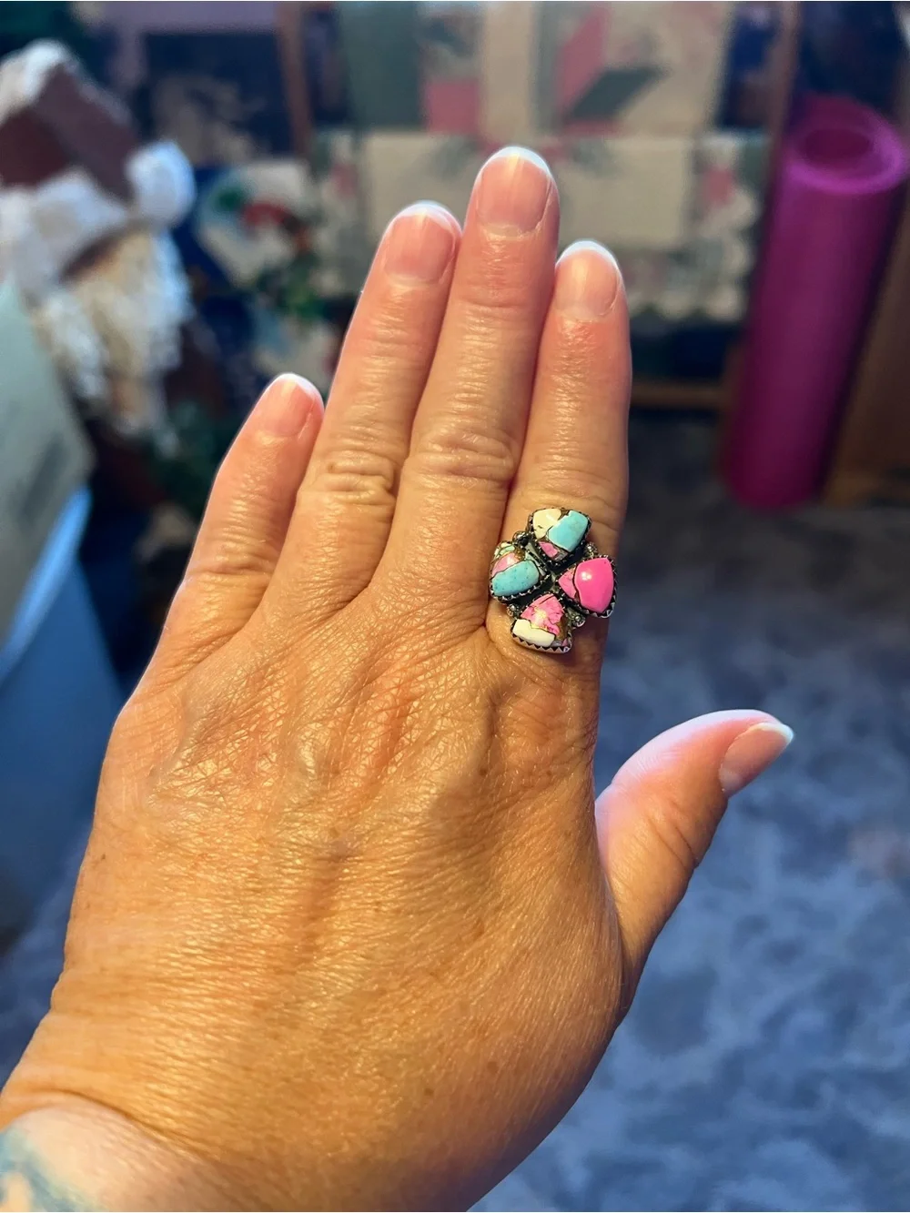 Sterling southwestern cotton candy ring
